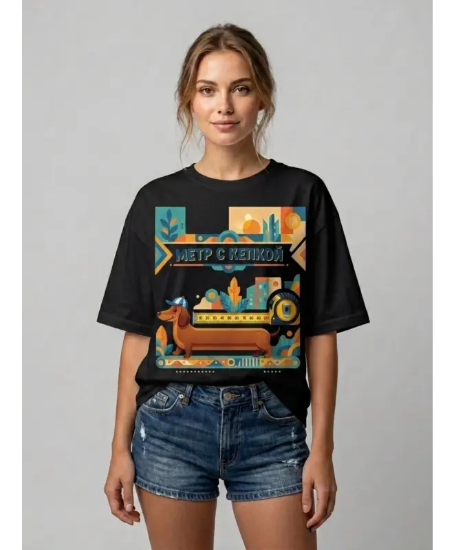Футболка OVERSIZE (Метр с кепкой)