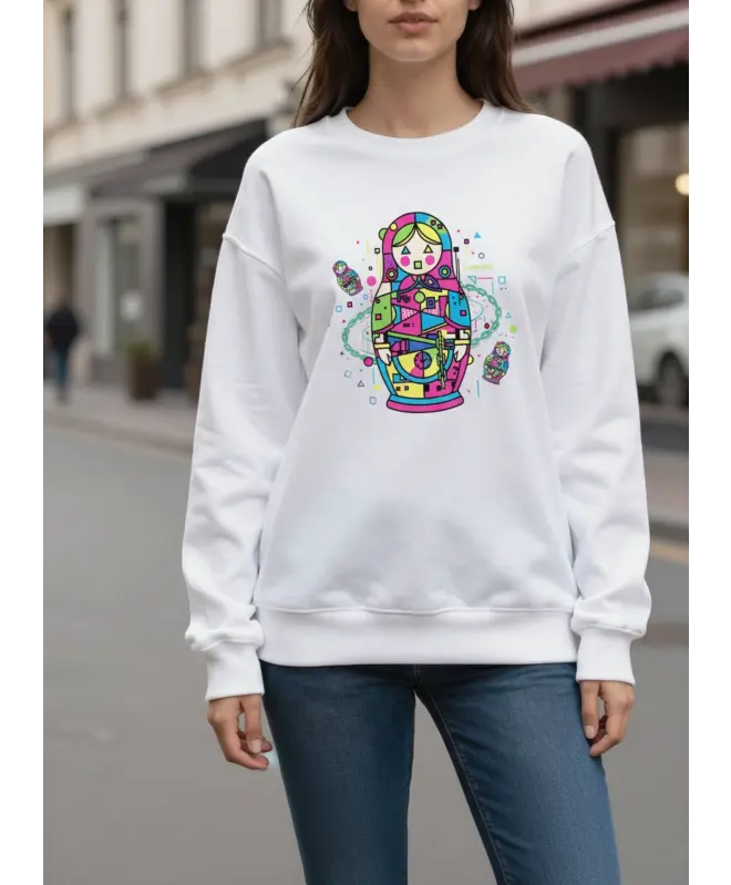 Свитшот с круглым вырезом унисекс "Матрешка Игровая"