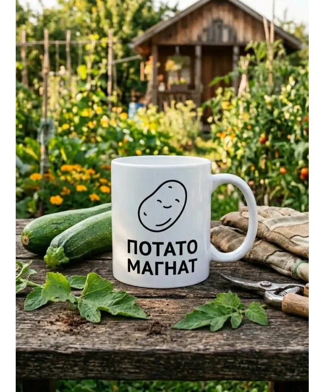Белая глянцевая кружка (Потато магнат)