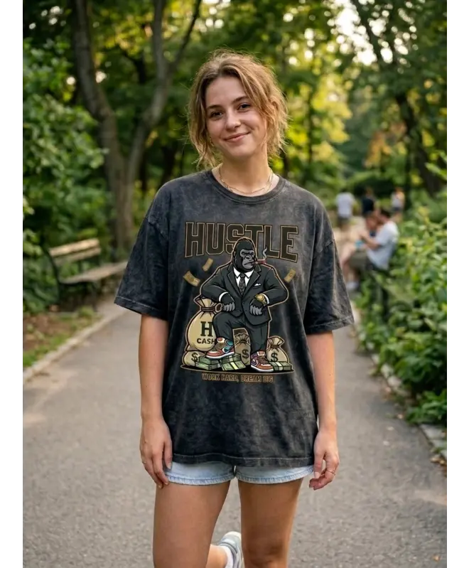 Футболка варёнка оверсайз "HUSTLE"