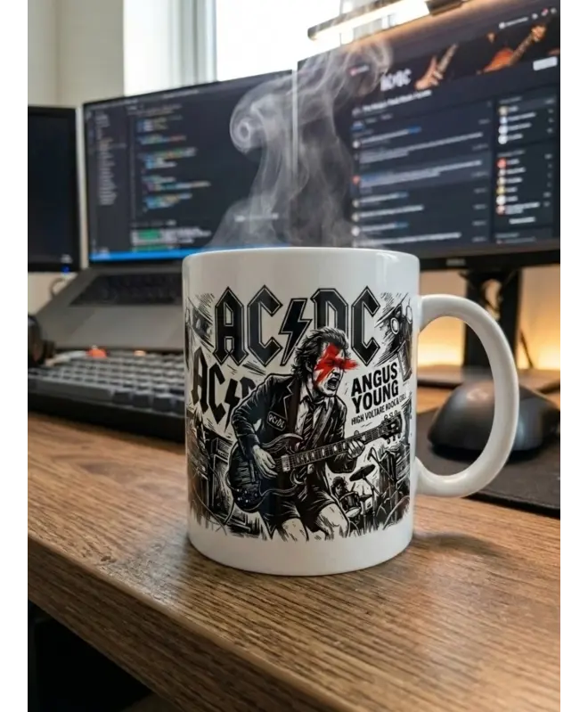 Белая глянцевая кружка "Ангус Янг"